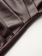 Faux Leather Waist Ruched Dress