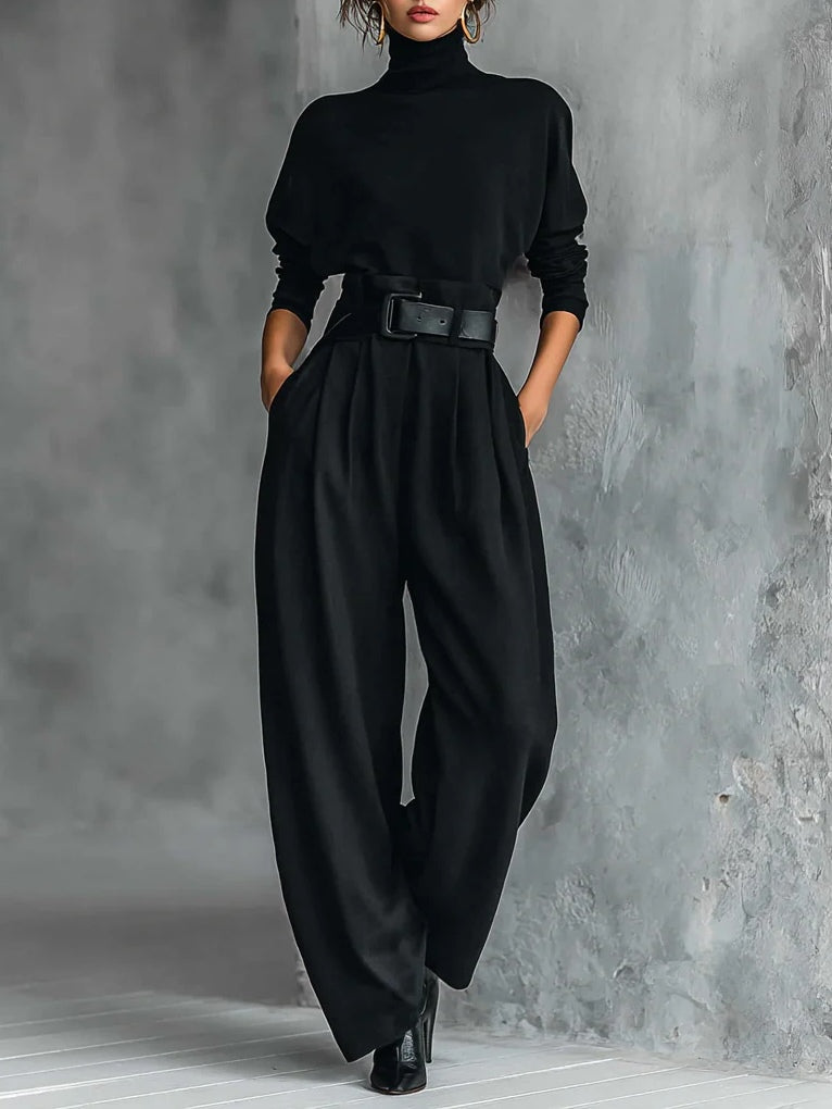 SARA - Long-sleeved T-shirt & Straight-leg Pants Two-piece Set