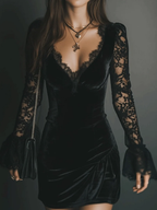 ORINTHIA – Velvet Mini Dress with Lace