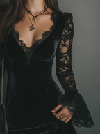 ORINTHIA – Velvet Mini Dress with Lace